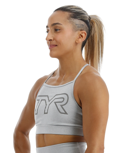  TYR Base Kinetic™ Women's High Neck Big Logo Sports Bra - Heather