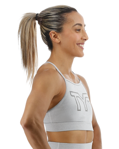  TYR Base Kinetic™ Women's High Neck Big Logo Sports Bra - Heather