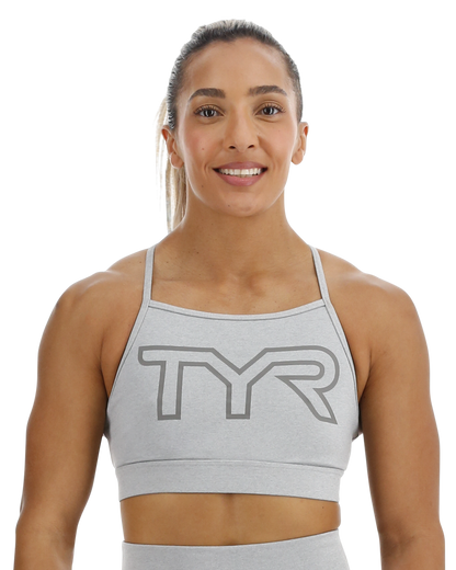  TYR Base Kinetic™ Women's High Neck Big Logo Sports Bra - Heather