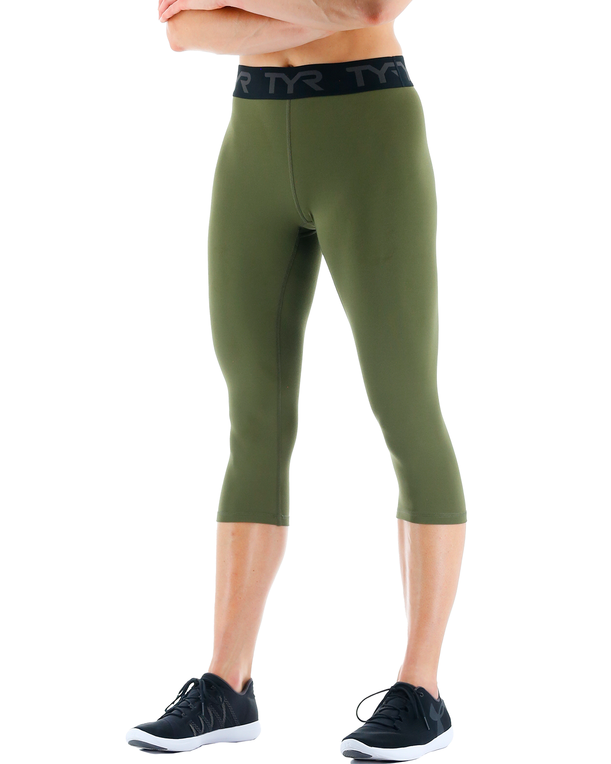  TYR Base Kineticª Women's Mid-Rise Logo 18" Leggings - Solid