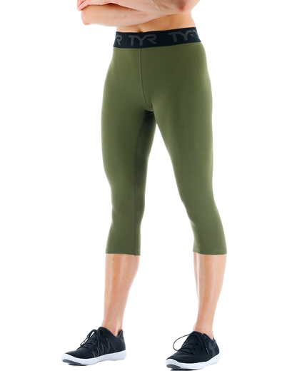  TYR Base Kineticª Women's Mid-Rise Logo 18" Leggings - Solid