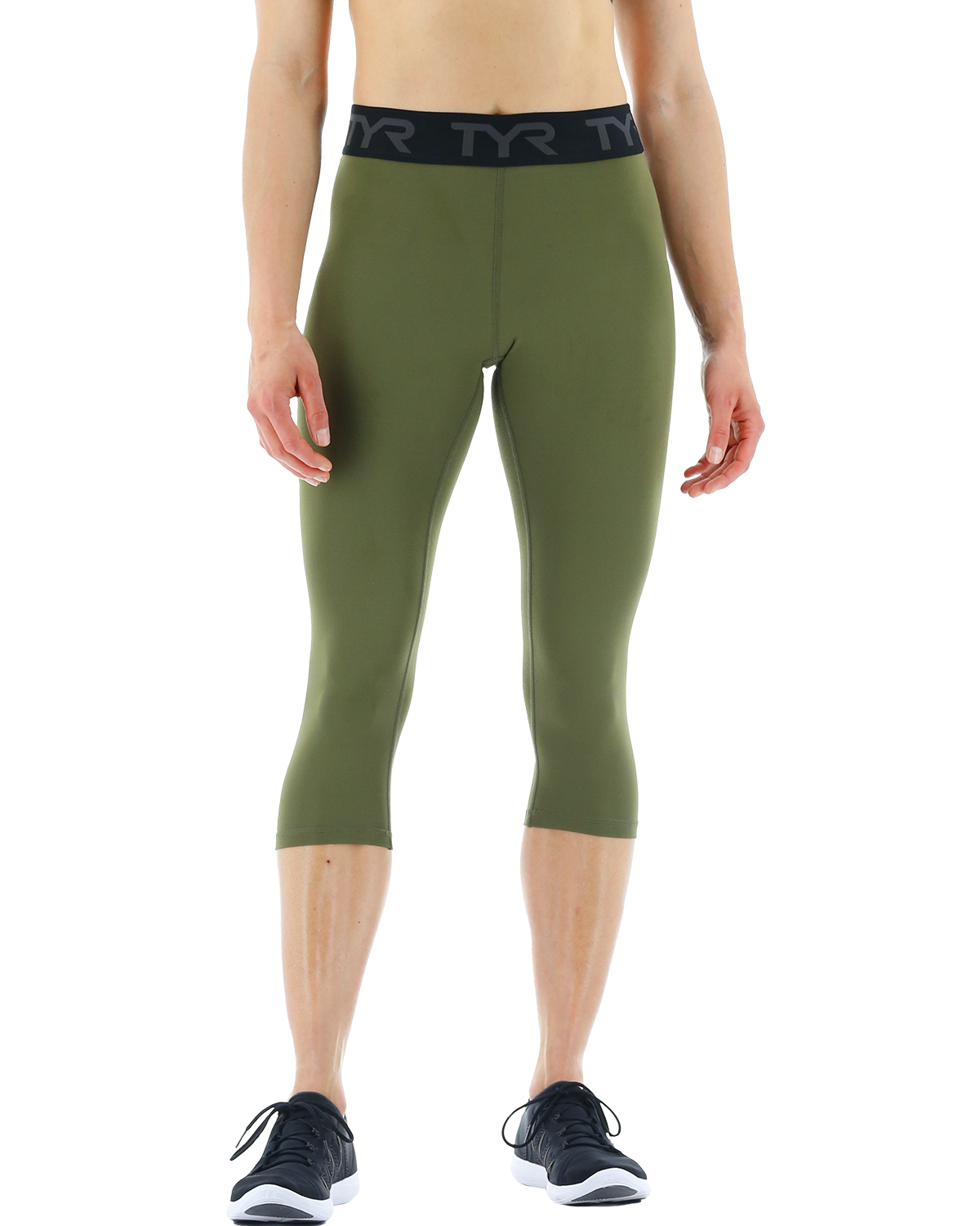  TYR Base Kineticª Women's Mid-Rise Logo 18" Leggings - Solid