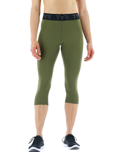  TYR Base Kineticª Women's Mid-Rise Logo 18" Leggings - Solid