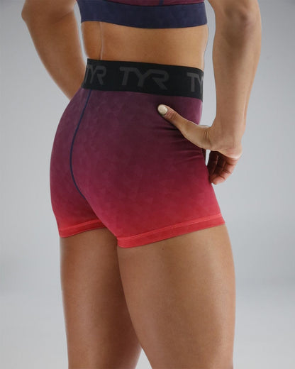  TYR Base Kineticª Women's Mid-Rise 2" Logo Shorts - Ember