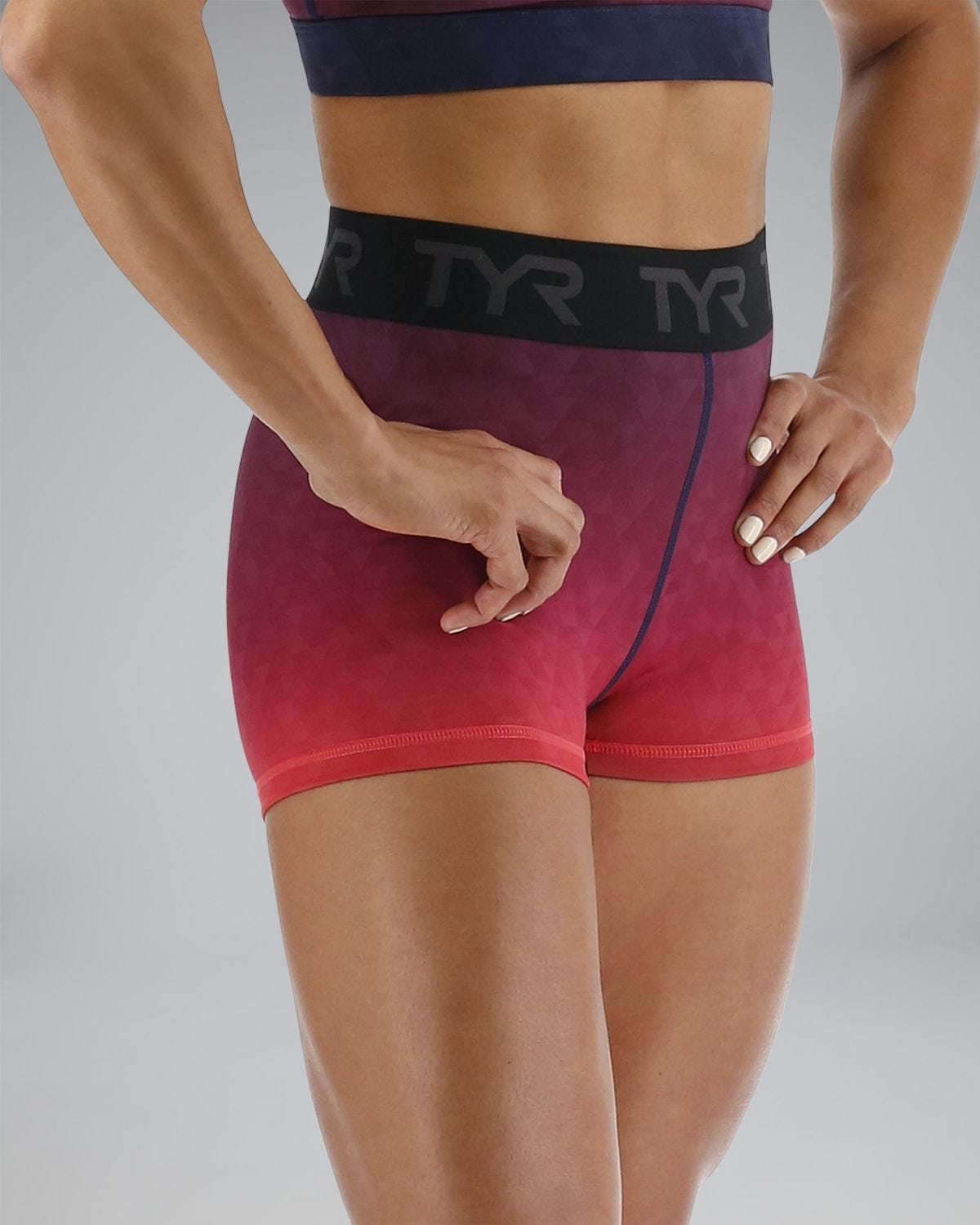  TYR Base Kineticª Women's Mid-Rise 2" Logo Shorts - Ember