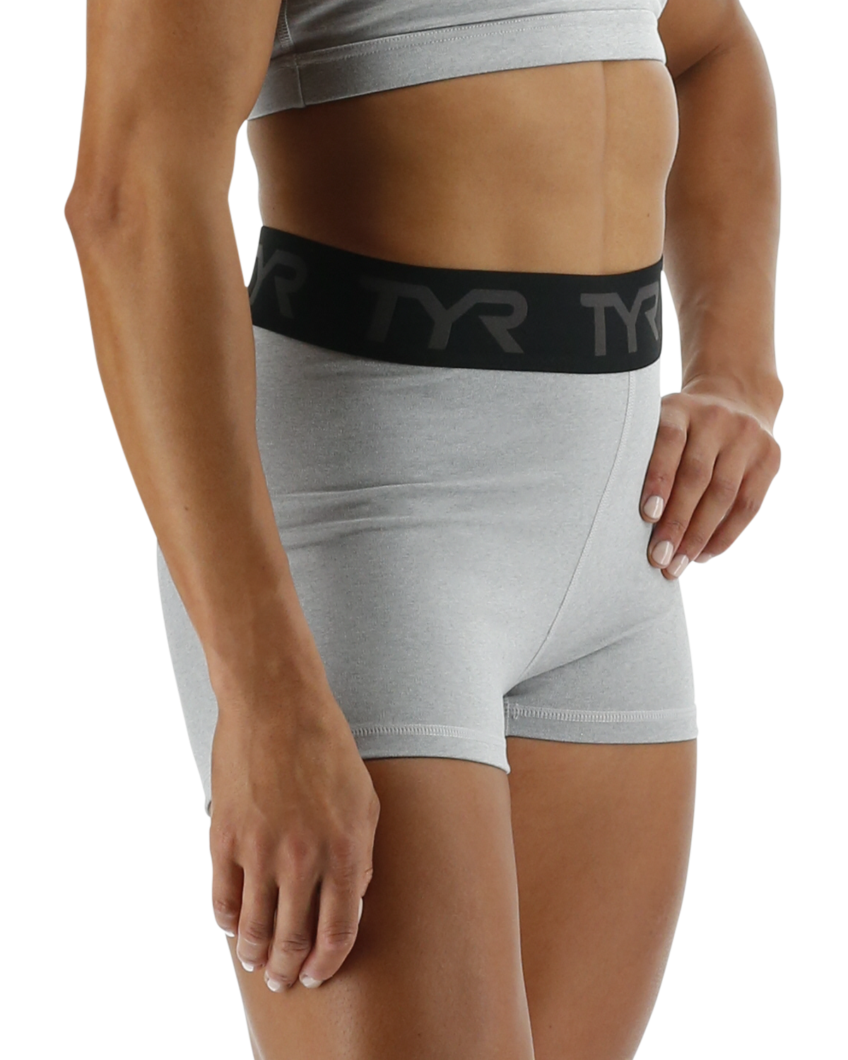  TYR Base Kineticª Women's Mid-Rise 2" Logo Shorts - Heather