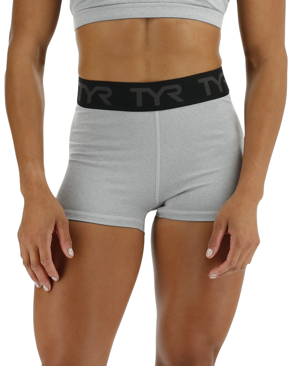  TYR Base Kineticª Women's Mid-Rise 2" Logo Shorts - Heather