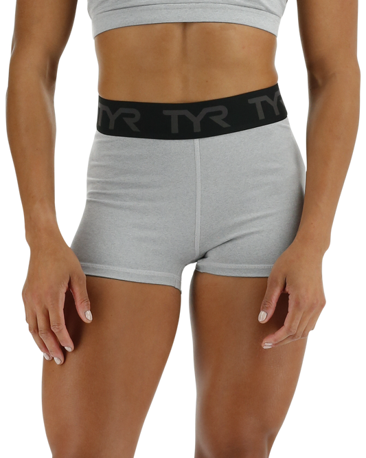  TYR Base Kineticª Women's Mid-Rise 2" Logo Shorts - Heather