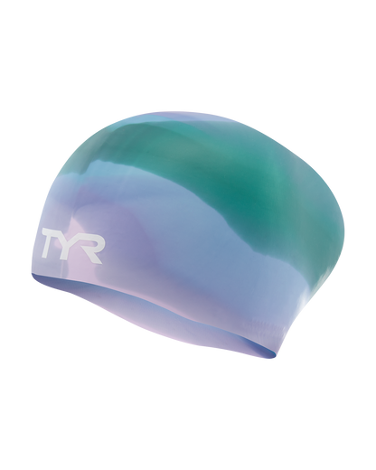  TYR Youth Long Hair Silicone Swim Cap - Tie Dye