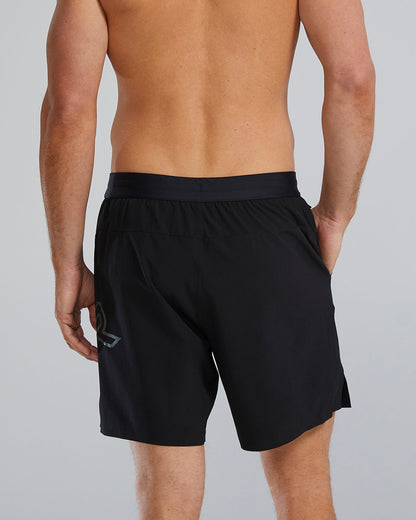  TYR Hydrosphereª Men's Lined 7" Unbroken Big Logo Shorts - Solid