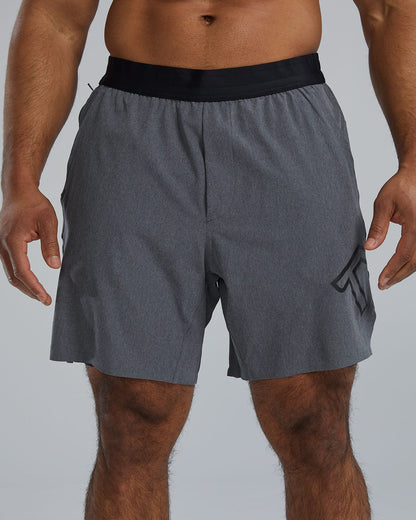  TYR Hydrosphereª Men's Lined 7" Unbroken Big Logo Shorts - Solid