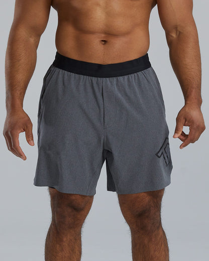  TYR Hydrosphereª Men's Lined 7" Unbroken Big Logo Shorts - Solid