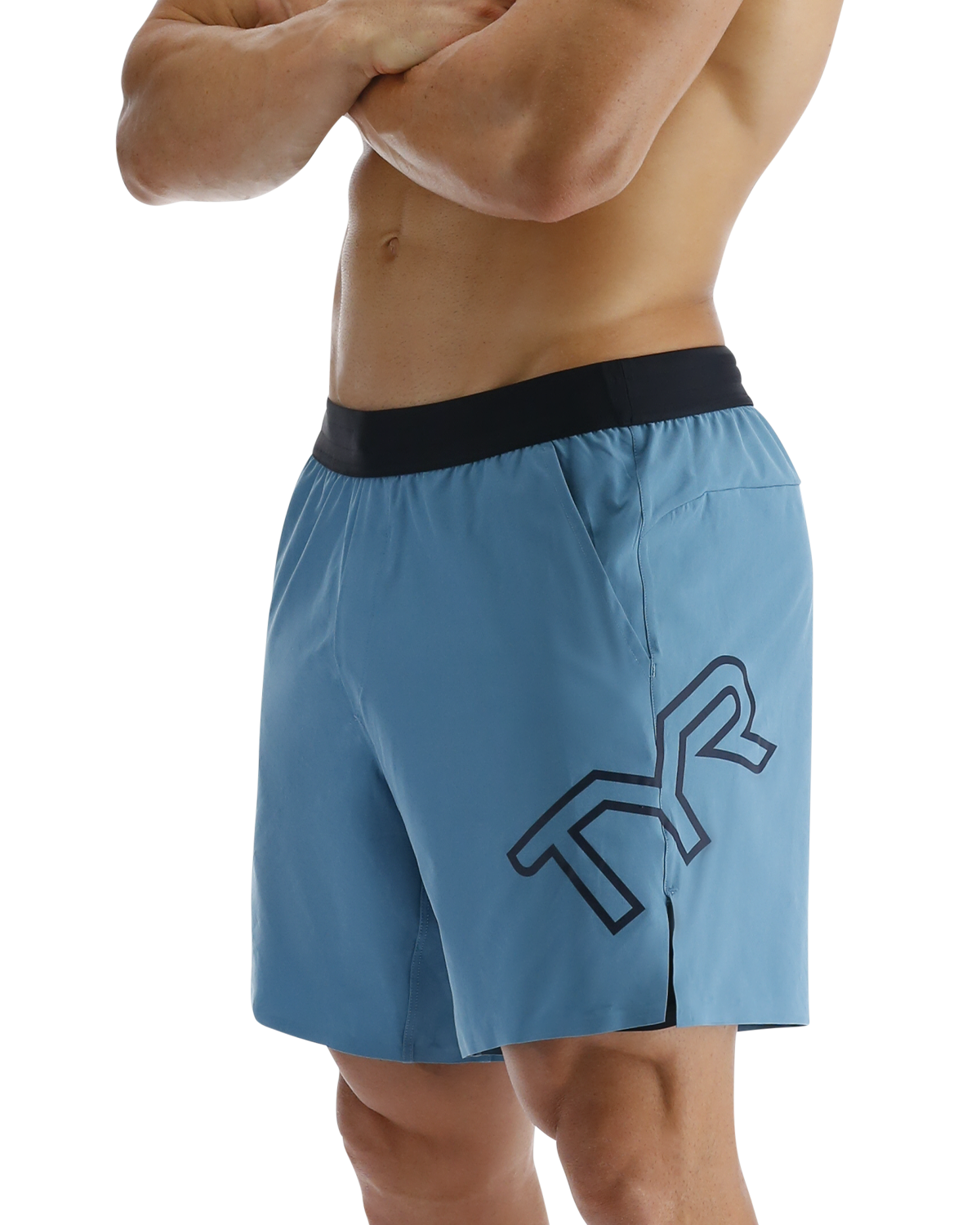  TYR Hydrosphereª Men's Lined 9" Unbroken Big Logo Shorts - Solid