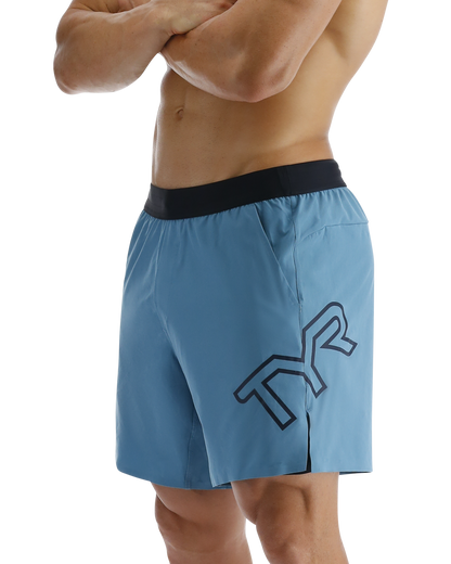  TYR Hydrosphereª Men's Lined 9" Unbroken Big Logo Shorts - Solid