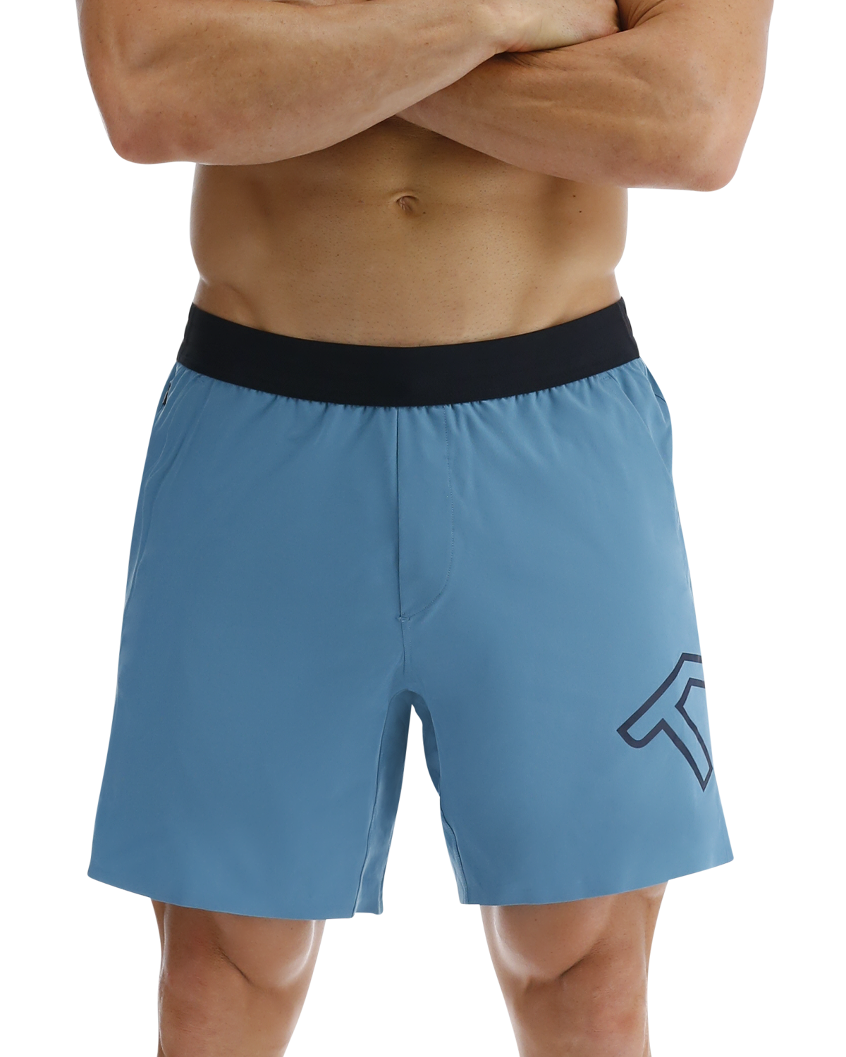  TYR Hydrosphereª Men's Lined 9" Unbroken Big Logo Shorts - Solid