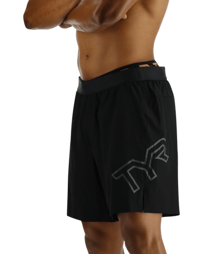  TYR Hydrosphereª Men's Unlined 7" Unbroken Big Logo Shorts - Solid