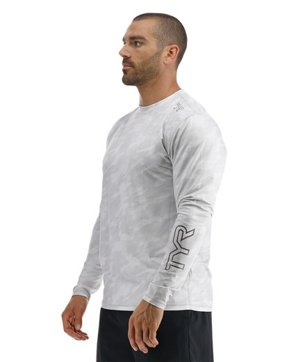  TYR SunDefense™ Men's Vented Long Sleeve Crew Shirt - Camohex