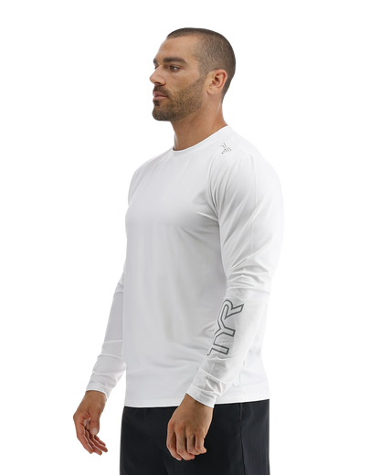  TYR SunDefense™ Men's Vented Long Sleeve Crew Shirt - Solid