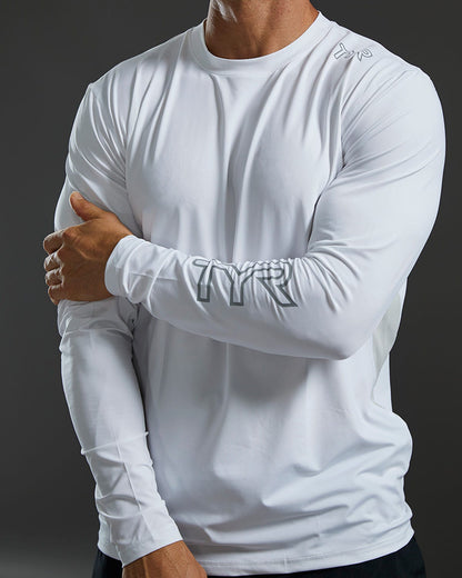  TYR SunDefense™ Men's Vented Long Sleeve Crew Shirt - Solid