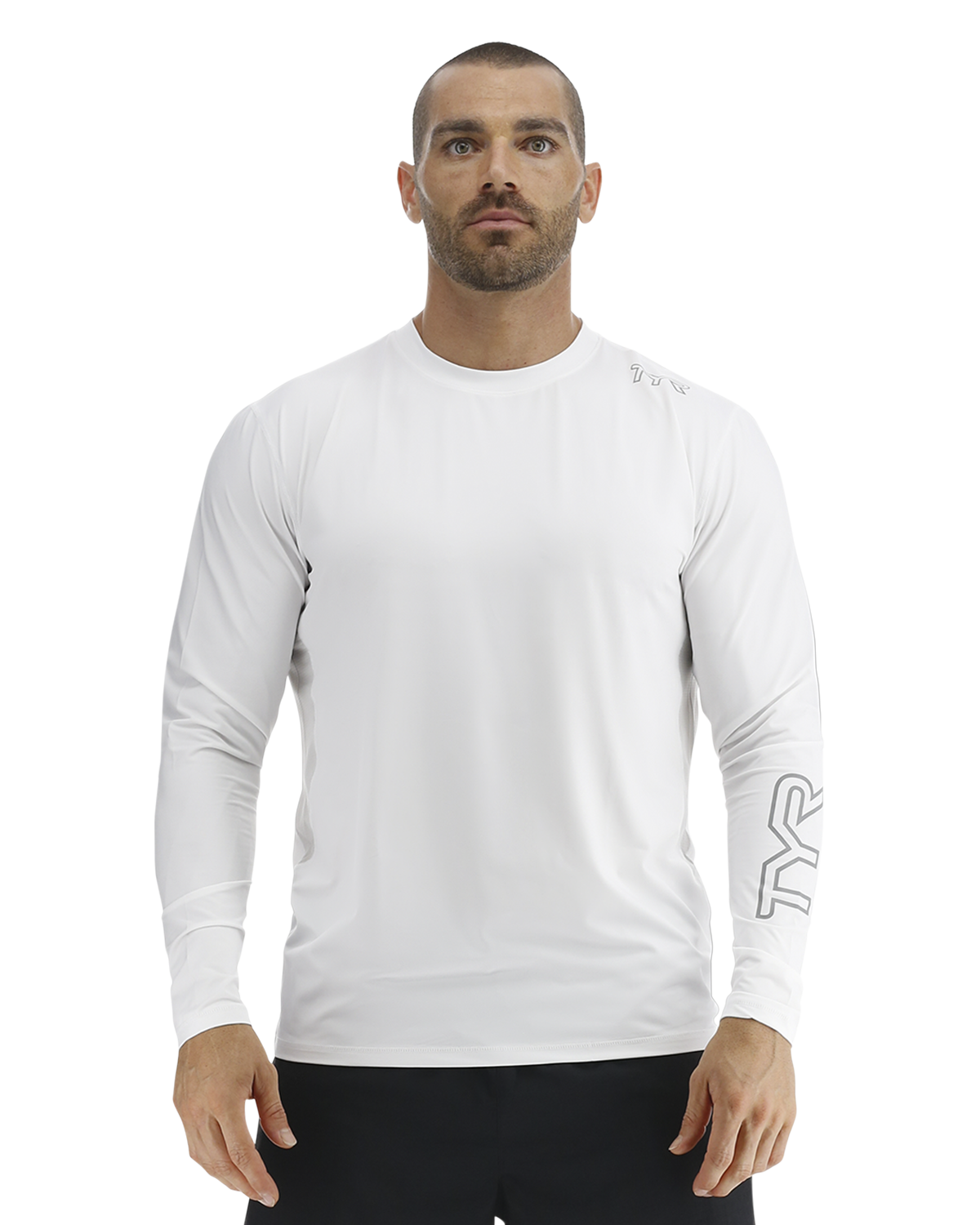  TYR SunDefense™ Men's Vented Long Sleeve Crew Shirt - Solid