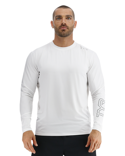  TYR SunDefense™ Men's Vented Long Sleeve Crew Shirt - Solid