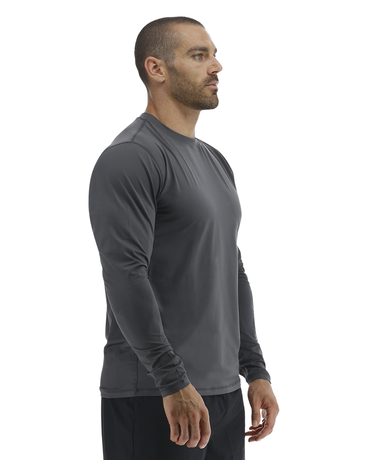  TYR SunDefense™ Men's Vented Long Sleeve Crew Shirt - Solid