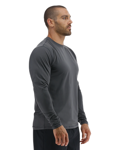  TYR SunDefense™ Men's Vented Long Sleeve Crew Shirt - Solid