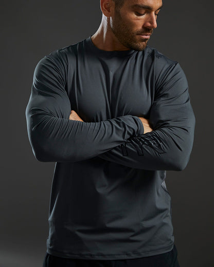  TYR SunDefense™ Men's Vented Long Sleeve Crew Shirt - Solid