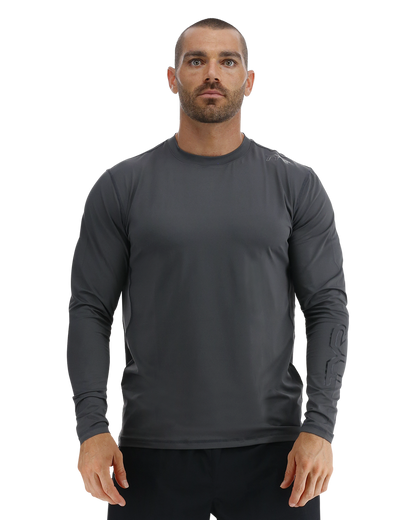  TYR SunDefense™ Men's Vented Long Sleeve Crew Shirt - Solid