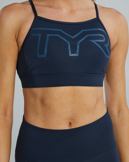  TYR Base Kinetic™ Women's High Neck Big Logo Sports Bra - Solid