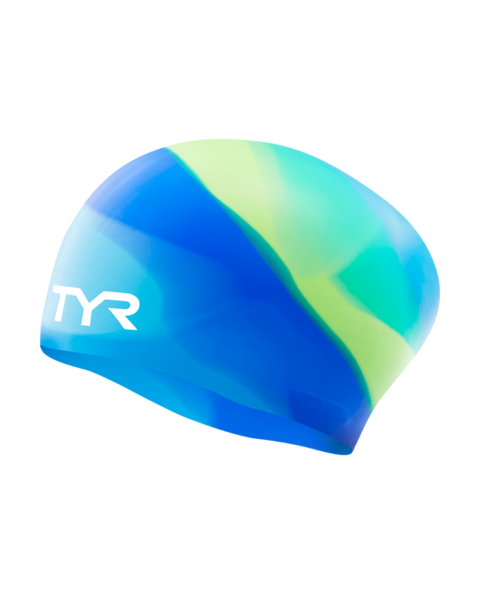  TYR Youth Long Hair Silicone Swim Cap - Tie Dye