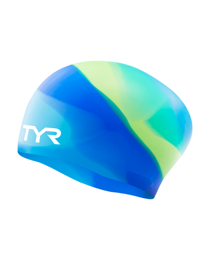  TYR Youth Long Hair Silicone Swim Cap - Tie Dye