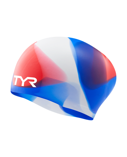  TYR Youth Long Hair Silicone Swim Cap - Tie Dye