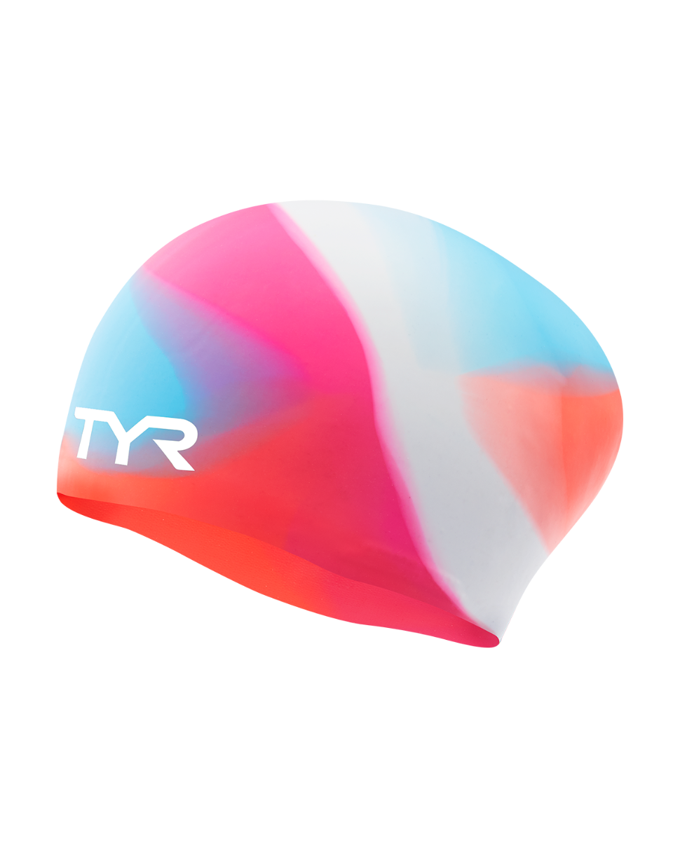  TYR Youth Long Hair Silicone Swim Cap - Tie Dye