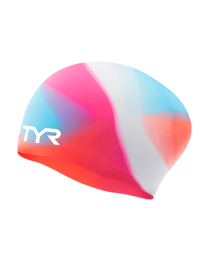  TYR Youth Long Hair Silicone Swim Cap - Tie Dye