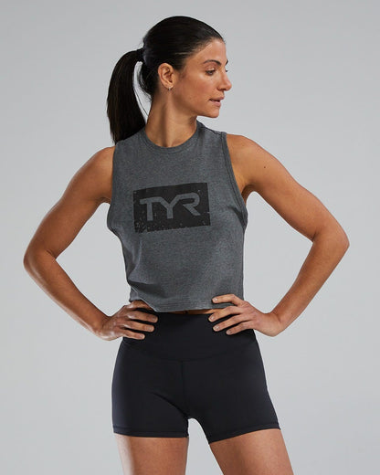  TYR UltraSoft Women's Graphic Crop Tank Distressed TYR Brick