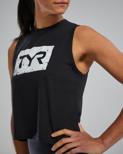  TYR UltraSoft Women's Graphic Crop Tank Distressed TYR Brick