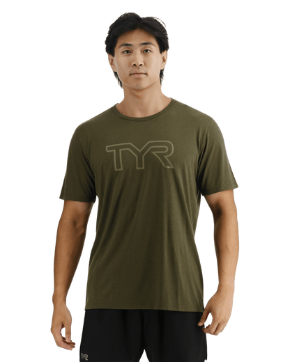  TYR UltraSoft Men's Big Logo Tri-Blend Tech Tee